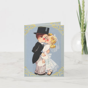 Funny and cute cartoon wedding couple invitation