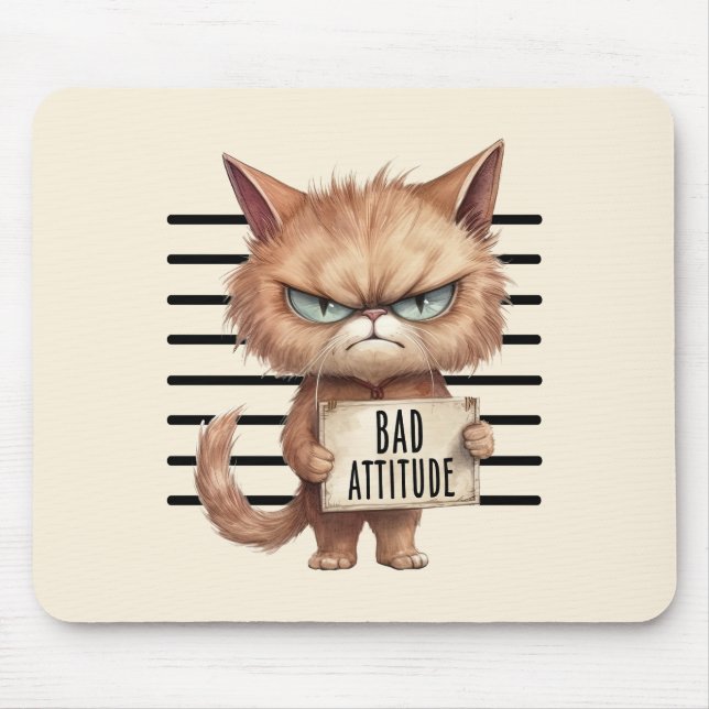Funny and Cute Cat Mugshot Mouse Mat (Front)