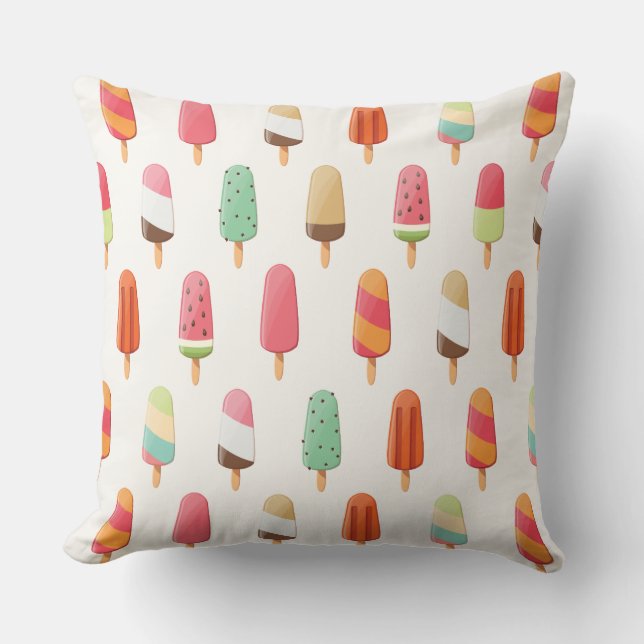 Funny and cute coloured ice creams pattern cushion (Front)