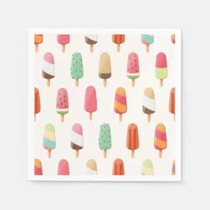 Funny and cute coloured ice creams pattern napkin