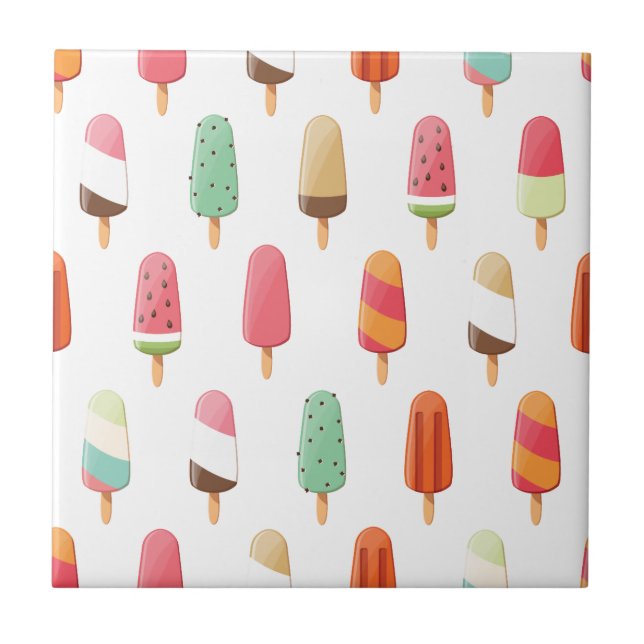 Funny and cute coloured ice creams pattern tile (Front)