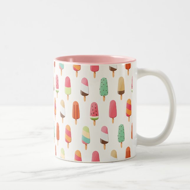 Funny and cute coloured ice creams pattern Two-Tone coffee mug (Right)