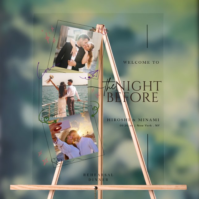 Funny and Cute Custom Photo Rehearsal Dinner Acrylic Sign (Neutral)