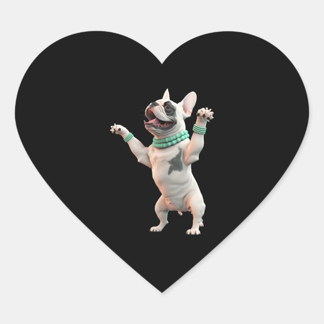 Funny and Cute Dancing Dog Heart Sticker (Front)