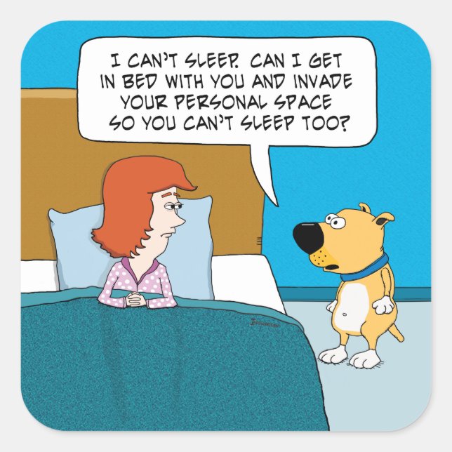 Funny and Cute Dog Wants to Invade Your Space Square Sticker (Front)