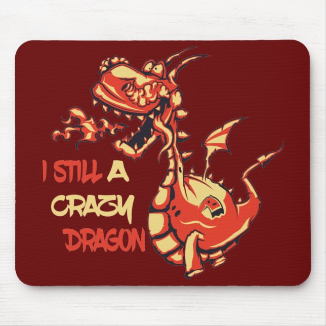 Funny And Cute Fire Dragon Quotes Mouse Mat (Front)