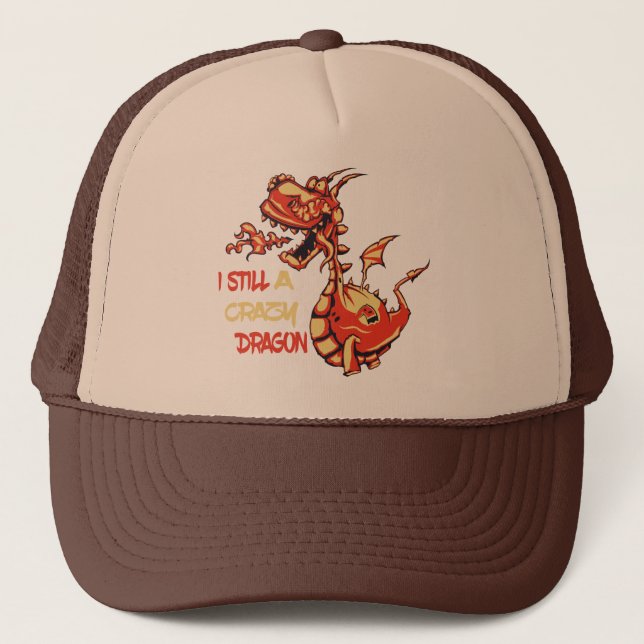 Funny And Cute Fire Dragon Quotes Trucker Hat (Front)