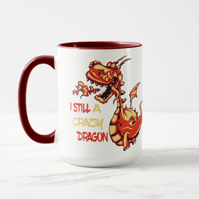 Funny And Cute Fire Red Dragon Quote Mug (Left)