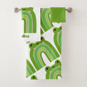 Funny and Cute Frog Rainbow Bath Towel Set