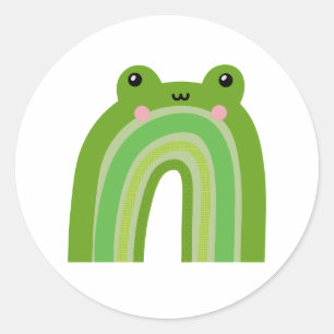 Funny and Cute Frog Rainbow Classic Round Sticker