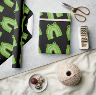 Funny and Cute Frog Rainbow Wrapping Paper