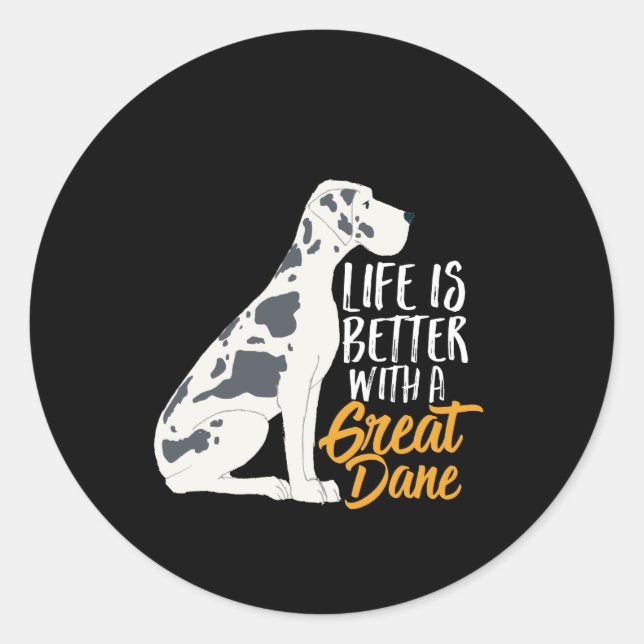 Funny and Cute Great Dane Dog Lover Classic Round Sticker (Front)
