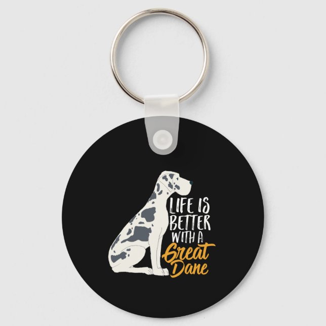 Funny and Cute Great Dane Dog Lover Key Ring (Front)