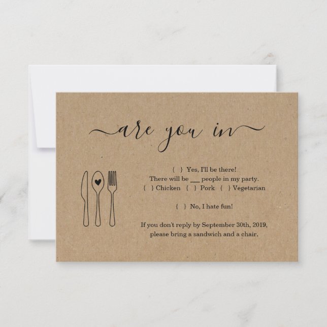 Funny and Cute Invitation Reply Card Insert (Front)