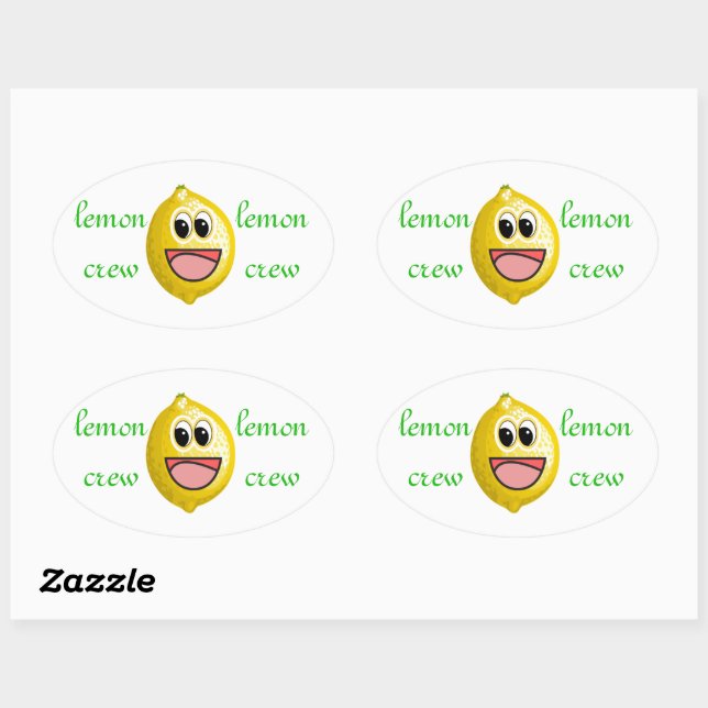 funny and cute lemon crew oval sticker (Sheet)