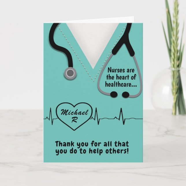 Funny and Cute Nurses are the Heart of Healthcare Thank You Card (Front)