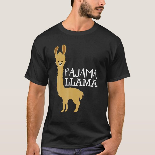 Funny And Cute Pajama Llama Bed Time Pyjama Gift T-Shirt (Front)