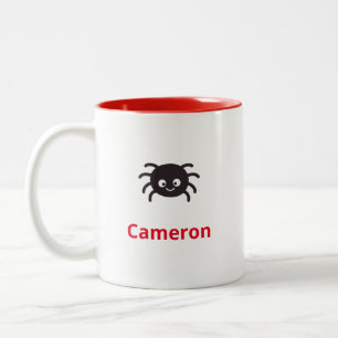 Funny and Cute Personalised Spider with Name Two-Tone Coffee Mug