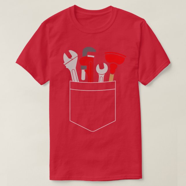 Funny and Cute Plumber Tools Pocket T-Shirt (Design Front)
