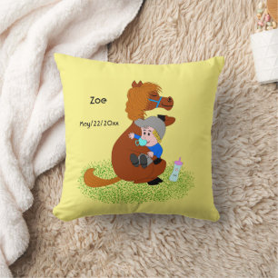 Funny and cute pony with baby - cute   cushion