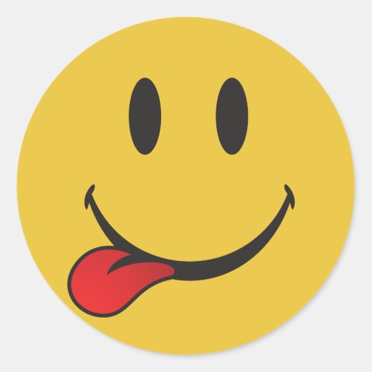 Funny And Cute Sticking Out Tongue Emoji Classic Round Sticker Zazzle 5401