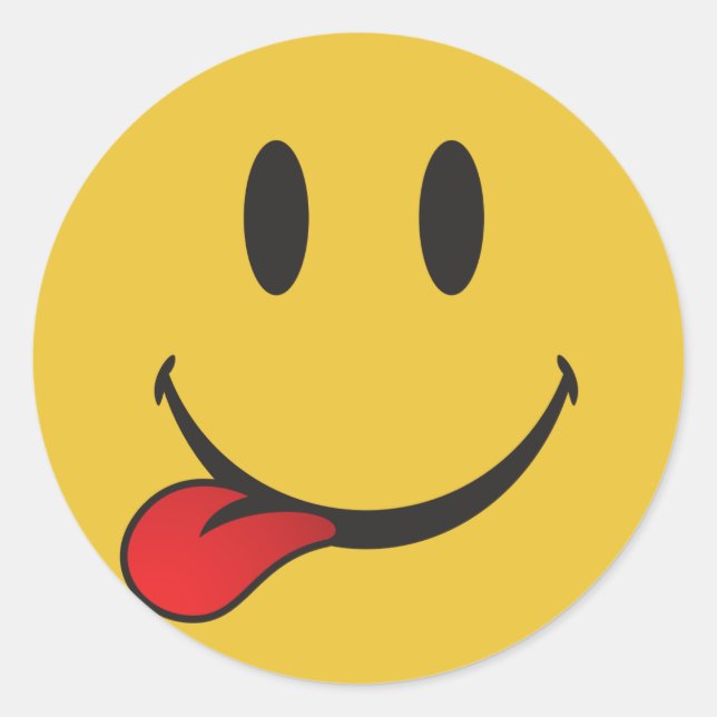 Funny and Cute Sticking out tongue Emoji Classic Round Sticker (Front)