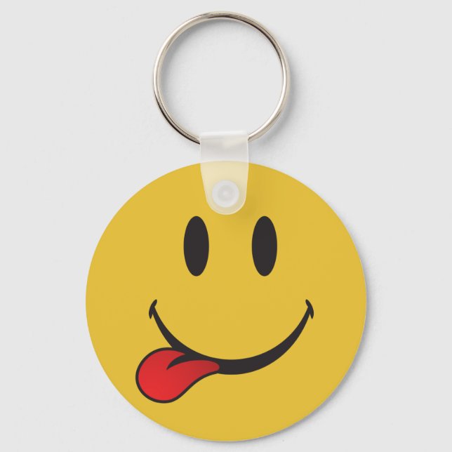 Funny and Cute Sticking out tongue Emoji Key Ring (Front)