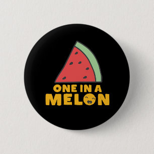 Funny and Cute Watermelon Fruit Pun One In A Melon 6 Cm Round Badge