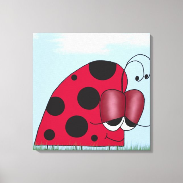 Funny and Euphoric Ladybug Canvas Print (Front)