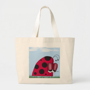 Funny and Euphoric Ladybug Painting Large Tote Bag