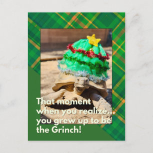 Funny and Festive Grinch Tortoise Christmas Postcard