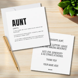 Funny and Heartfelt Aunt Definition Greeting Holiday Card