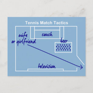 Funny and original tennis match tactics, postcard
