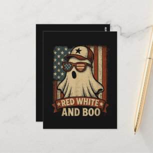 Funny and patriotic Red white and boo Postcard
