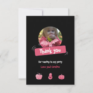 Funny and pink Halloween birthday. Custom Thank You Card