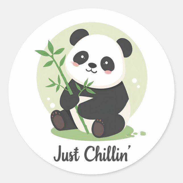 Funny and Relaxing Panda Classic Round Sticker (Front)