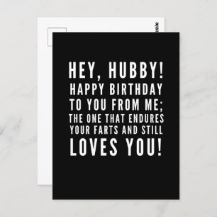 Funny and sarcastic birthday wishes for husband postcard