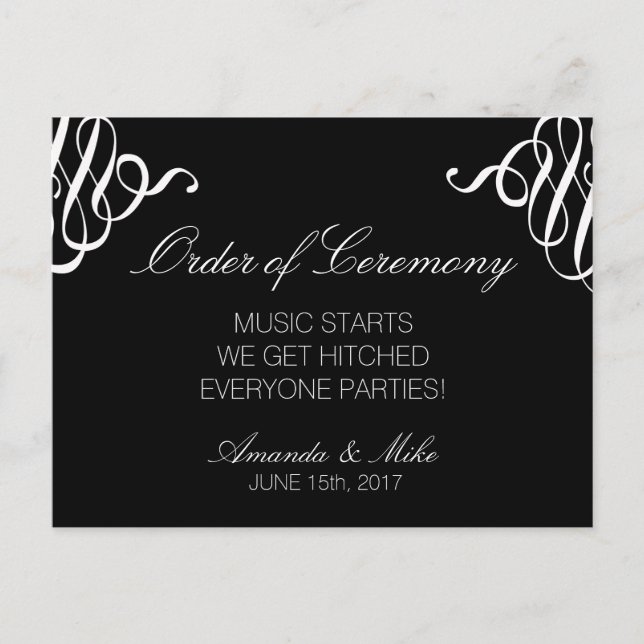 Funny and Simple Wedding Program Postcard (Front)