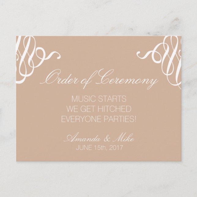 Funny and Simple Wedding Program Postcard (Front)