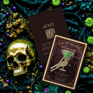 Funny and Sophisticated Halloween Gothic Cocktail  Invitation