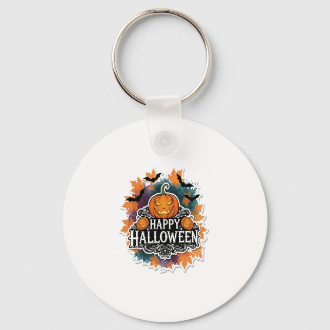 Funny and Spooky Halloween Quotes Happy Key Ring (Front)
