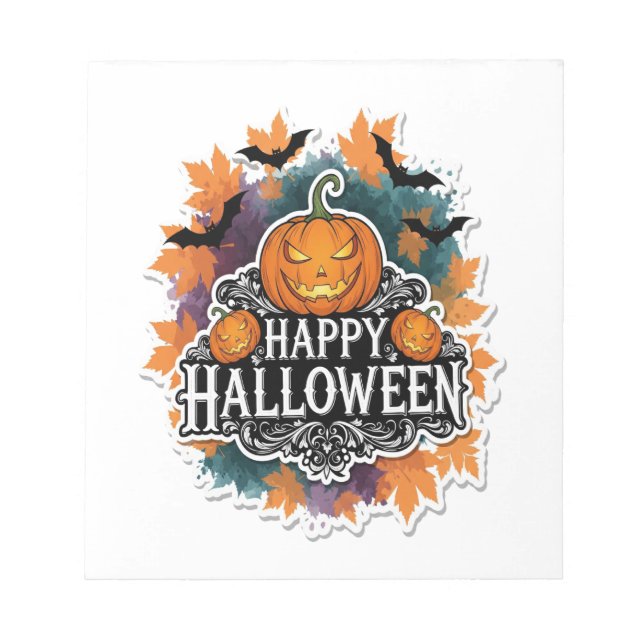 Funny and Spooky Halloween Quotes Happy Notepad (Front)