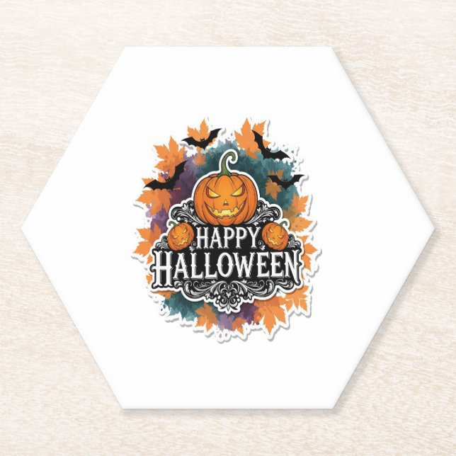 Funny and Spooky Halloween Quotes Happy Paper Coaster (Front)