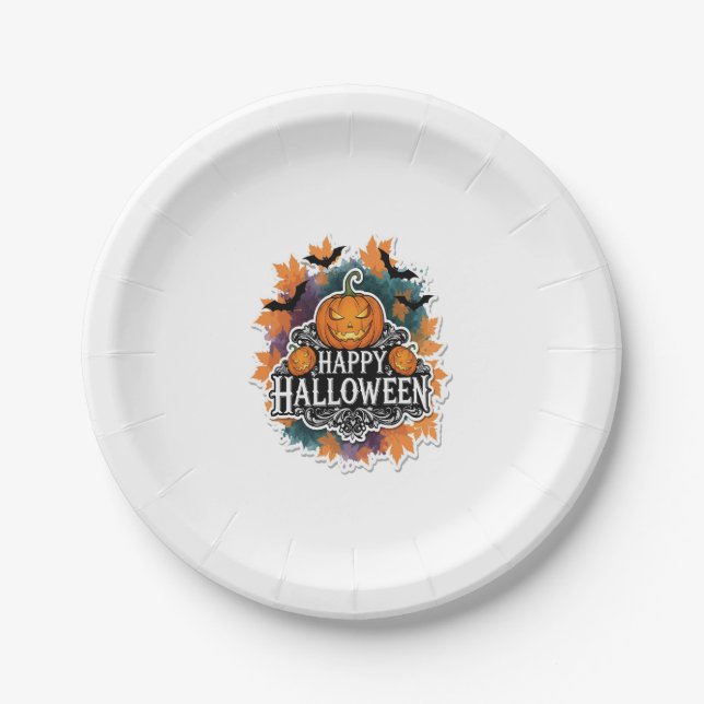Funny and Spooky Halloween Quotes Happy Paper Plate (Front)