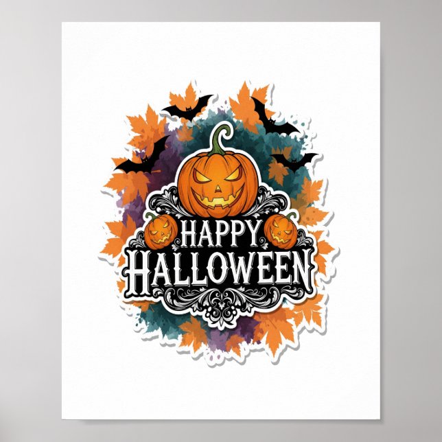 Funny and Spooky Halloween Quotes Happy Poster (Front)