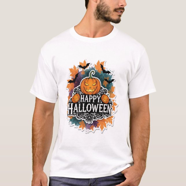 Funny and Spooky Halloween Quotes Happy T-Shirt (Front)