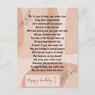Funny and Touching Poem for Mum Birthday Postcard