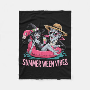 Funny and Witch Float Halloween Summer Ween Party Fleece Blanket