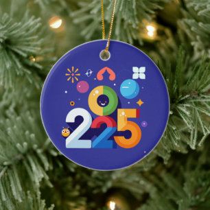 Funny and Witty Graphic Design 2025  Ceramic Tree Decoration