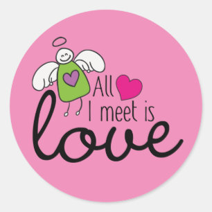 Funny Angel - All I Meet Is Love 1 Classic Round Sticker
